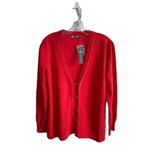 In Cashmere 100% Cashmere Cardigan Sweater Plus Size 1X NWT Orange Rhinestone